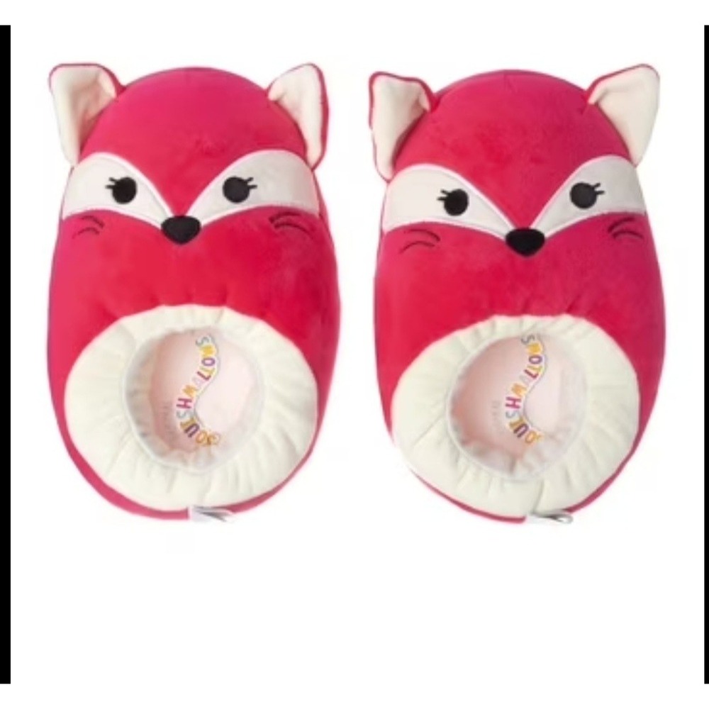 Original Squishmallows Plush Slippers Fifi The Fox Hot Pink‎ And Cream Size 6-7